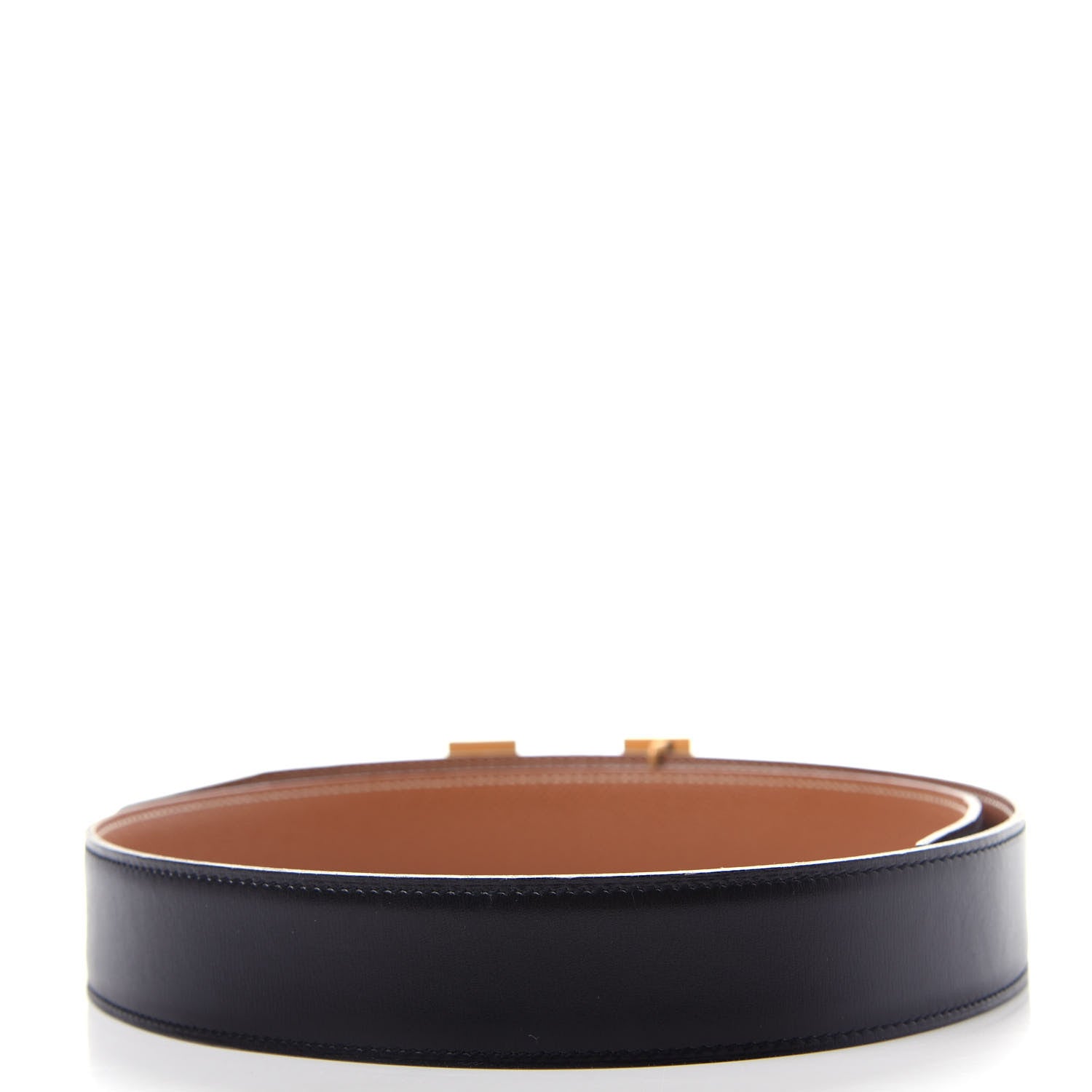 Hermes Box Courchevel 32mm H Belt 75 Black Gold 2 of 7