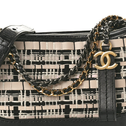 Chanel Tweed Calfskin Calfskin Small Gabrielle Hobo Black Light Beige 8 of 10