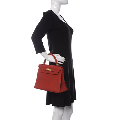 Hermes Chevre Mysore Kelly Sellier 28 Rouge Casaque 2 of 10