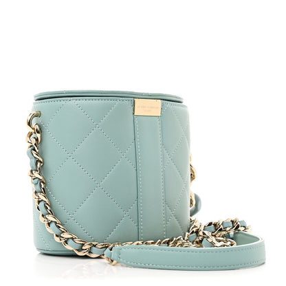 Chanel Lambskin Resin Elegant Chain Vanity Case Light Blue 3 of 10