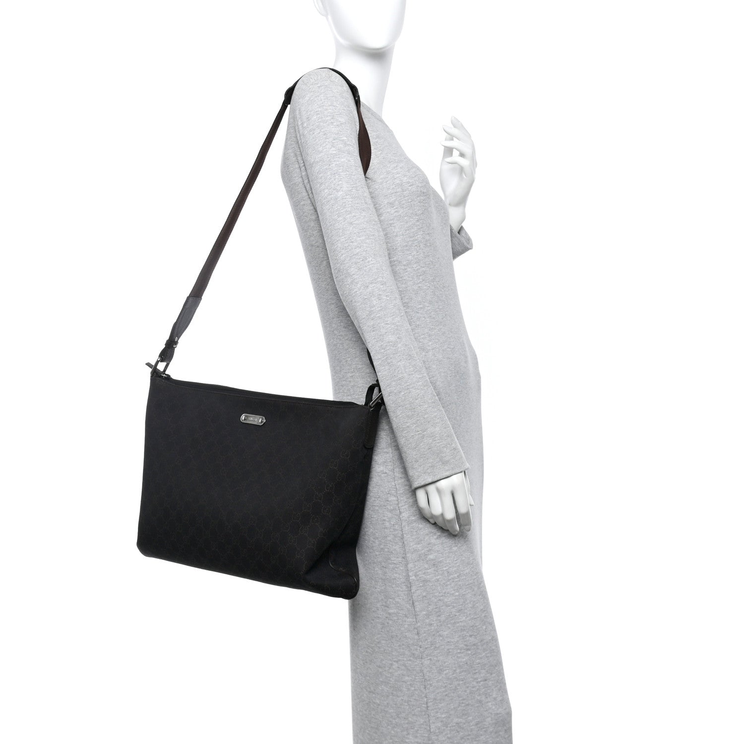 Gucci Nylon Monogram Messenger Bag  Dark Brown 2 of 10