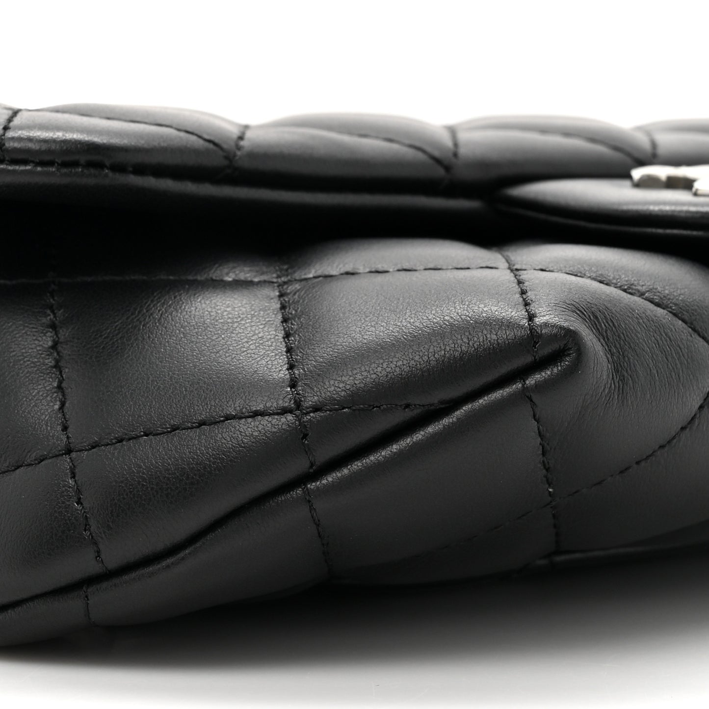 Calfskin Quilted CC Uniform Flap Belt Bag Black