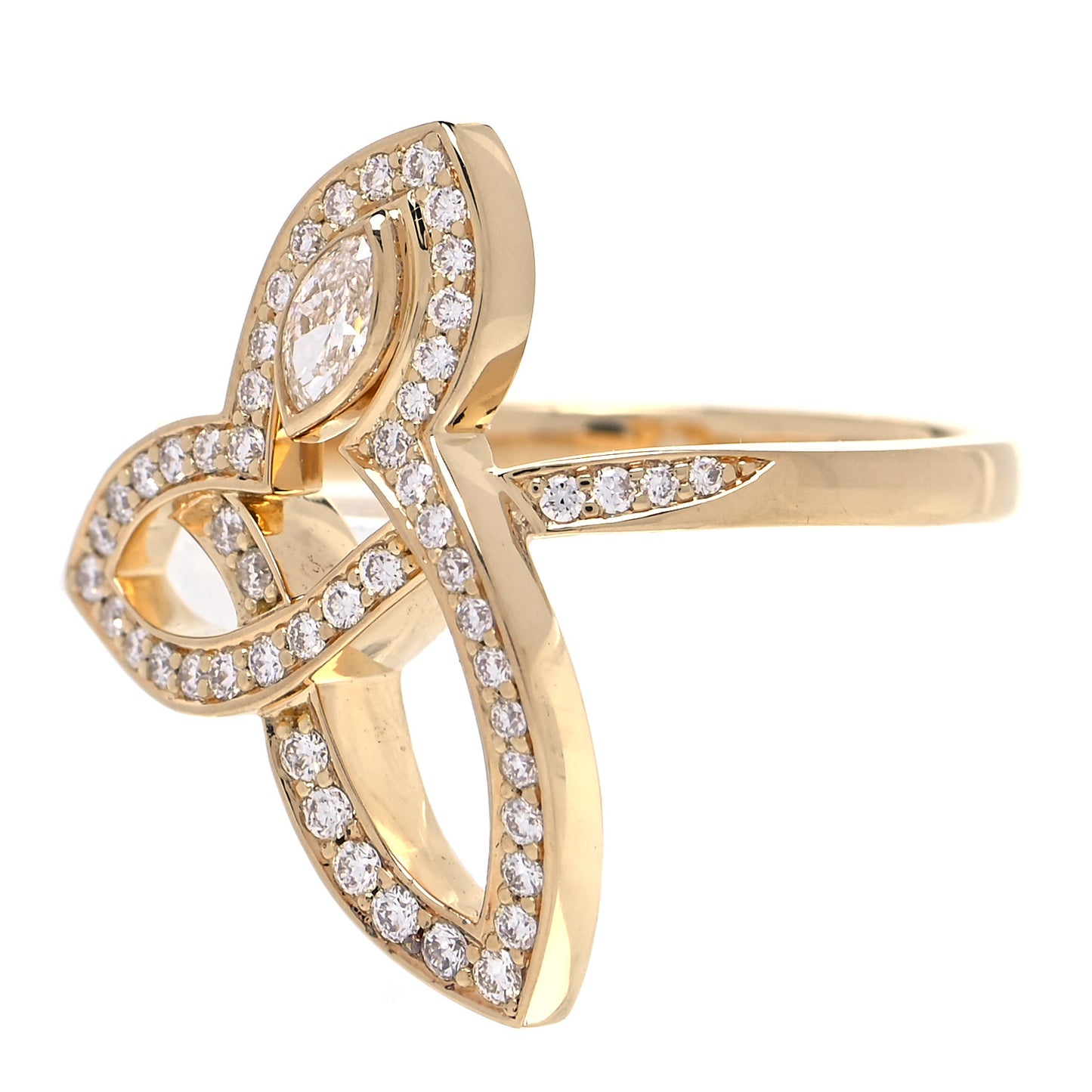 18K Yellow Gold Diamond Lily Cluster Ring 53 6.5