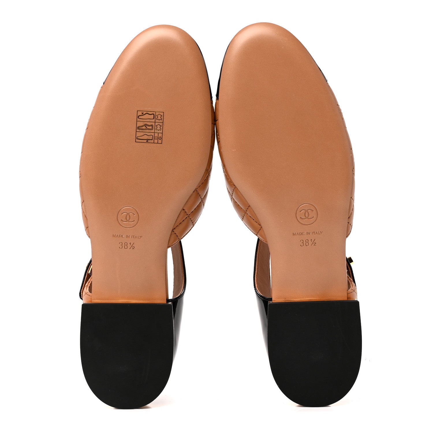 Chanel Patent Lambskin Quilted Cap Toe Ballerina Flats 38.5 Light Brown Black 6 of 10