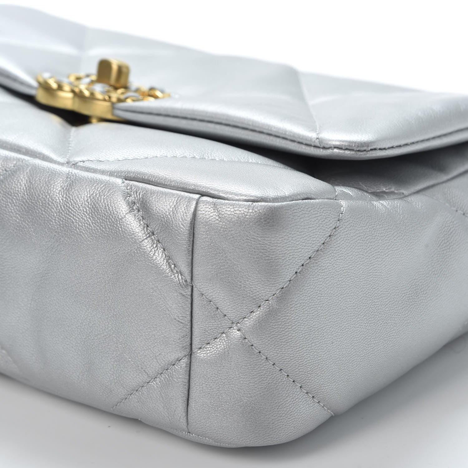 Chanel Metallic Goatskin Quilted Medium 19 Flap Silver 6 of 10