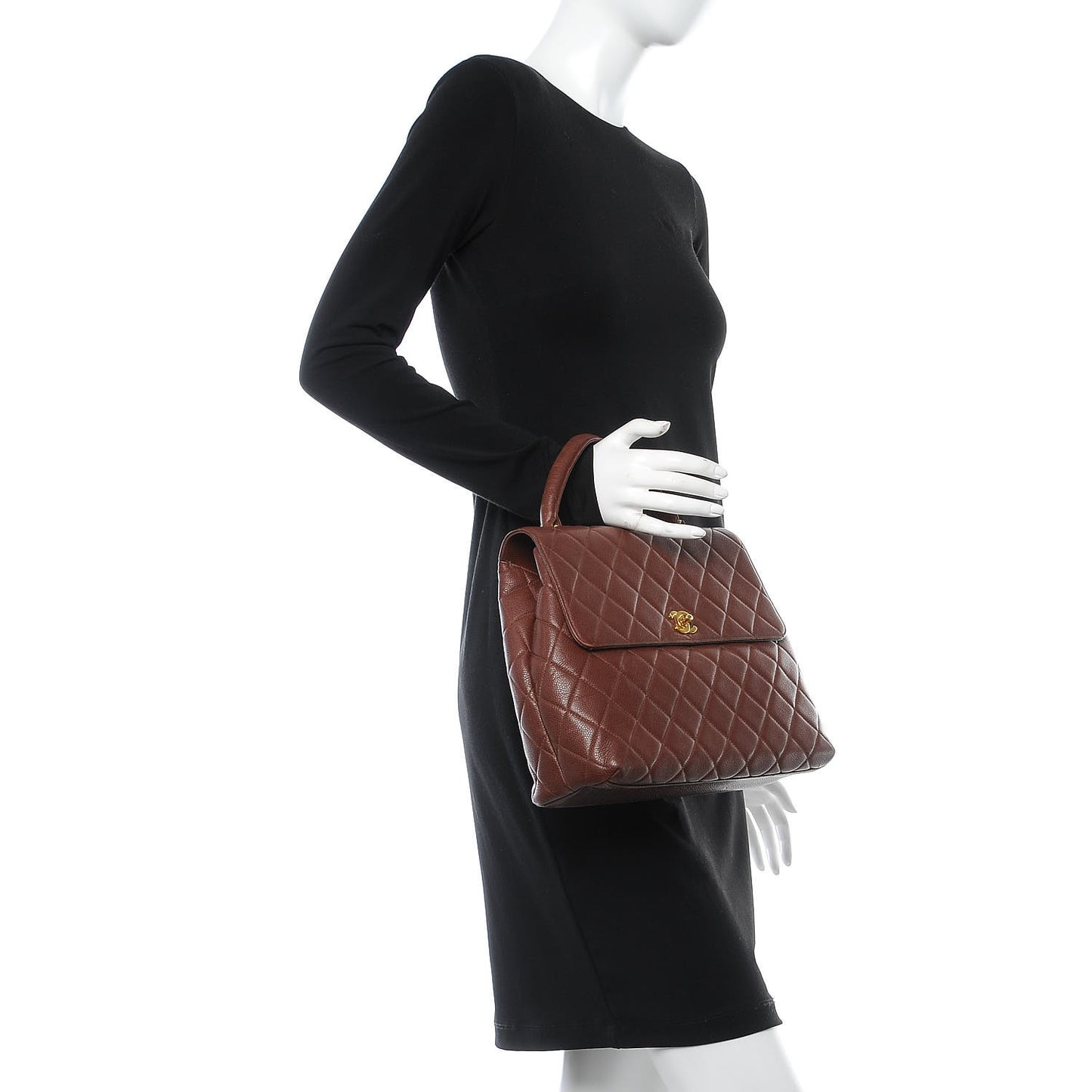 Caviar Quilted Jumbo Kelly Flap Brown