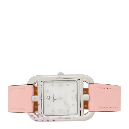 Hermes Stainless Steel Swift Diamond Pink Sapphire Mother of Pearl 23mm Cape Cod Quartz Watch Rose Sakura 2 of 5
