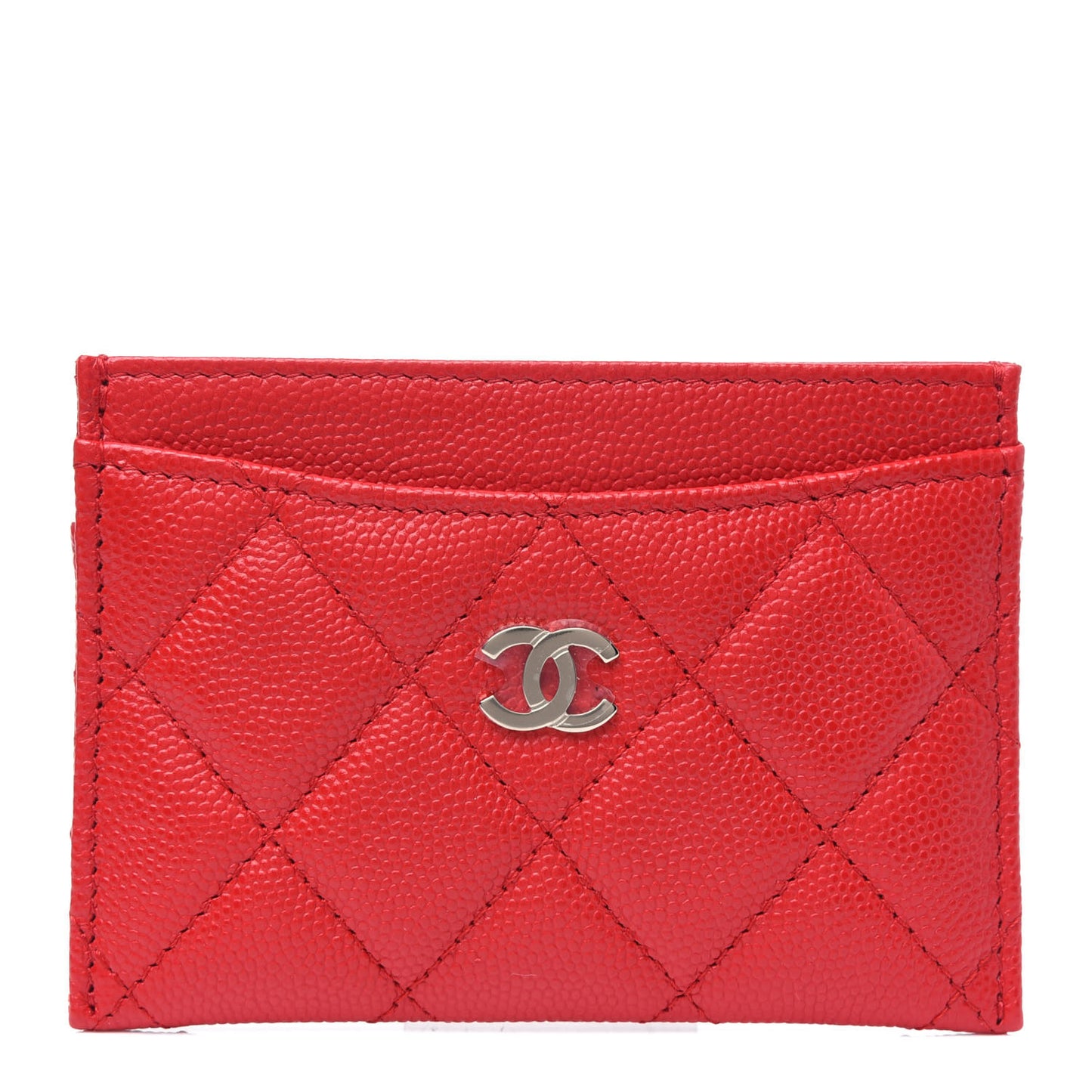 Caviar Quilted Card Holder Red