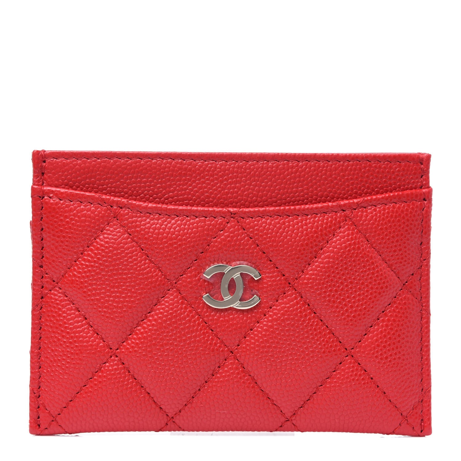 Chanel Caviar Quilted Card Holder Red 1 of 4