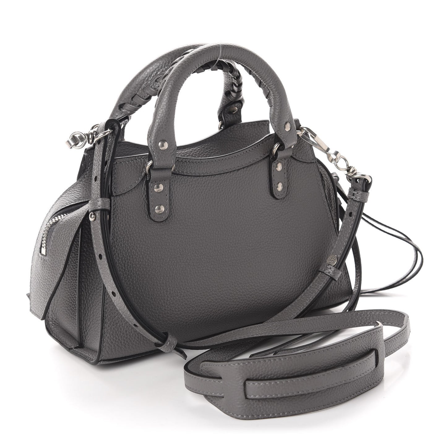 Grained Calfskin Neo Classic Silver Hardware Mini City Dark Grey