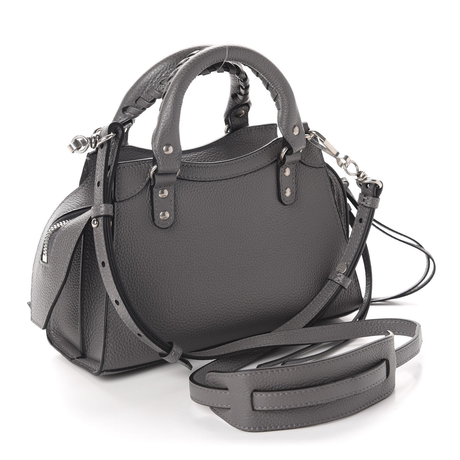 Balenciaga Grained Calfskin Neo Classic Silver Hardware Mini City Dark Grey 3 of 10