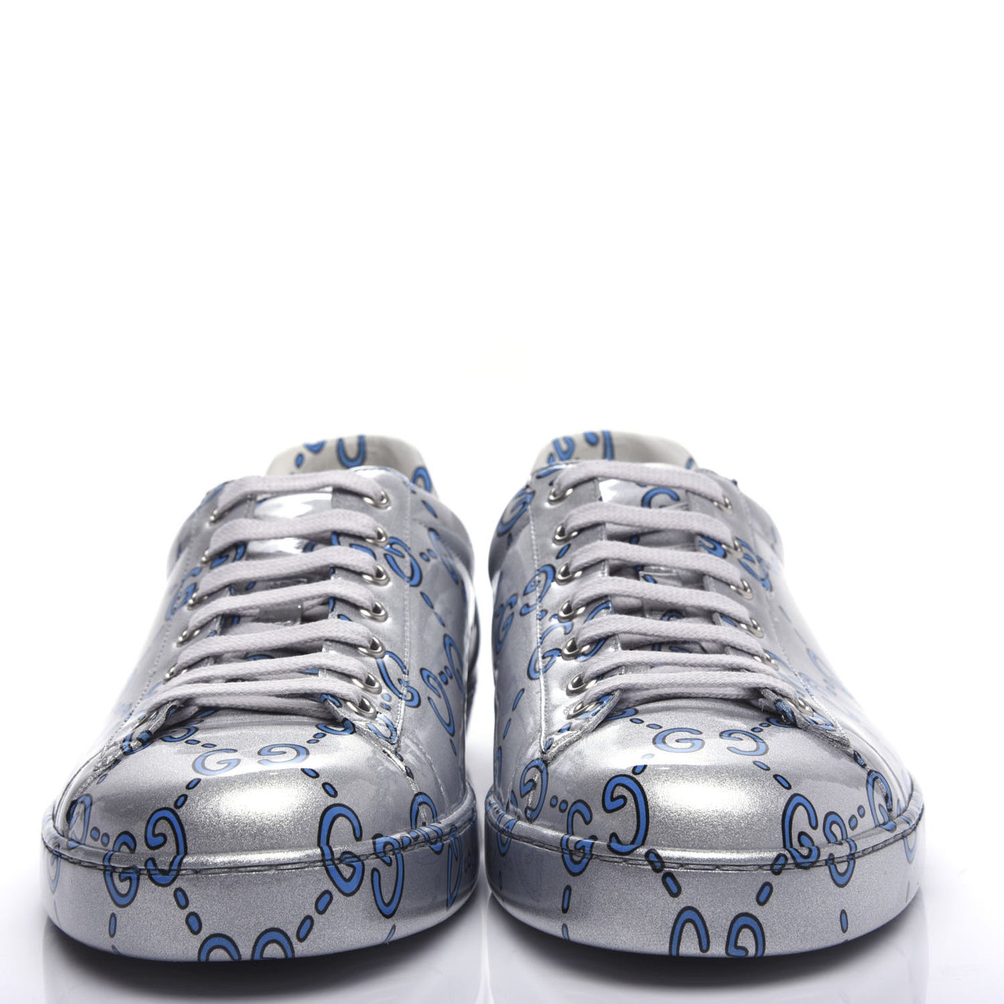 Miro Rubber Wax GucciGhost Print Mens New Ace Sneakers 10 Silver