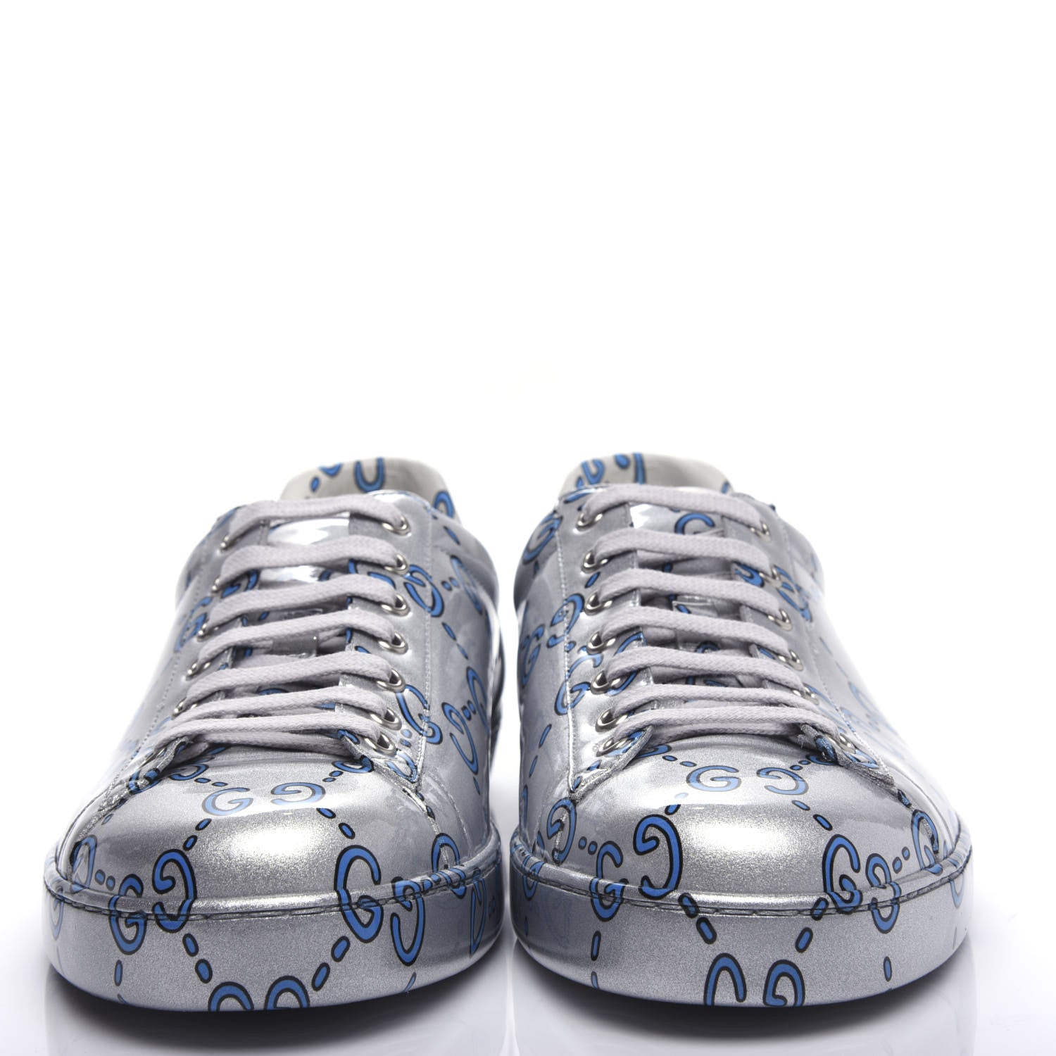 Gucci Miro Rubber Wax GucciGhost Print Mens New Ace Sneakers 10 Silver 3 of 10