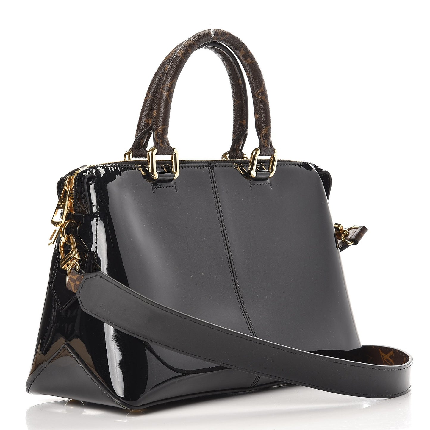 Patent Calfskin Miroir Tote Black