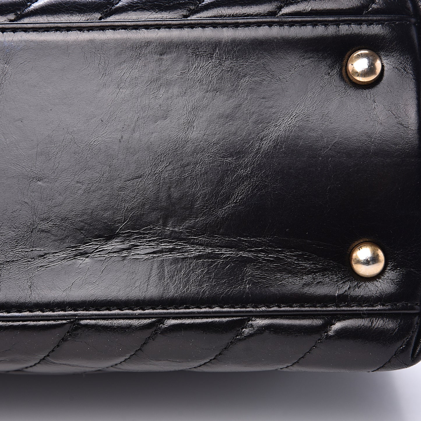 Calfskin Chevron Quilted Small Coco Handle Flap Black