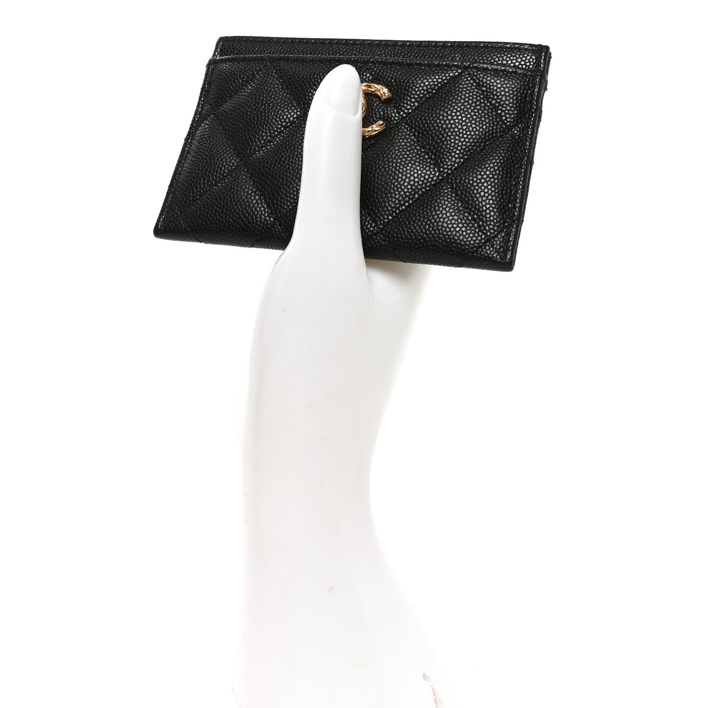 Caviar Quilted CC Card Holder Black