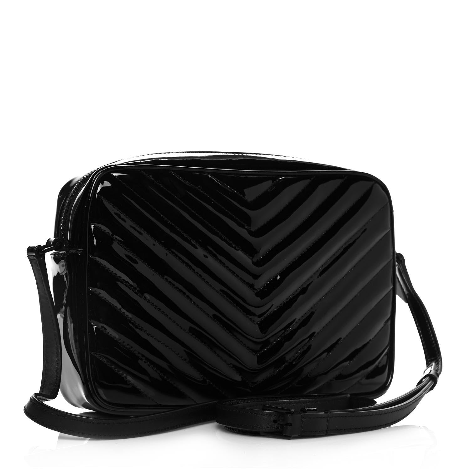 Saint Laurent Patent Calfskin Matelasse Monogram Lou Camera Bag Black 2 of 9