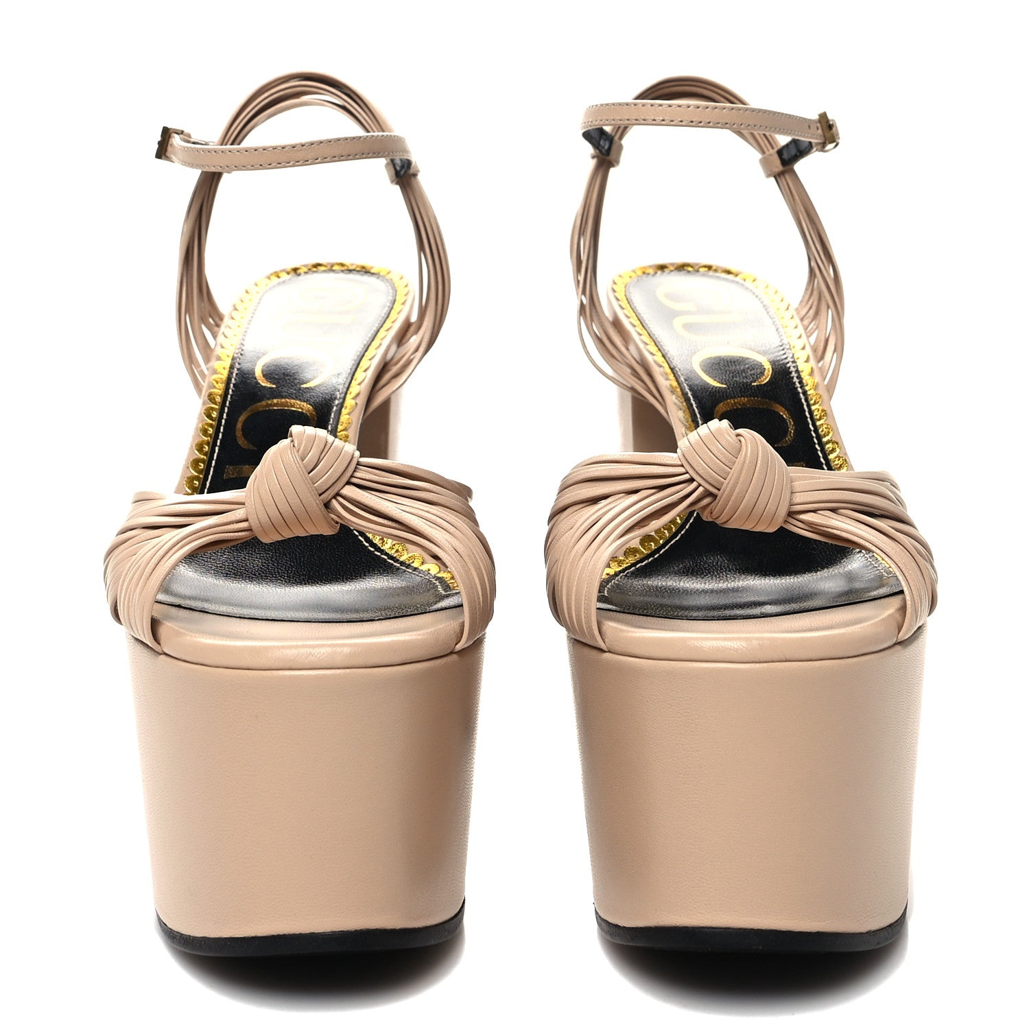 Gucci Malaga Kid Knotted Strap Crawford Platform Sandals 36 Skin Rose 2 of 7