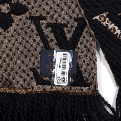 Louis Vuitton Wool Silk Monogram Giant Jungle Logomania Shine Scarf Black 3 of 3