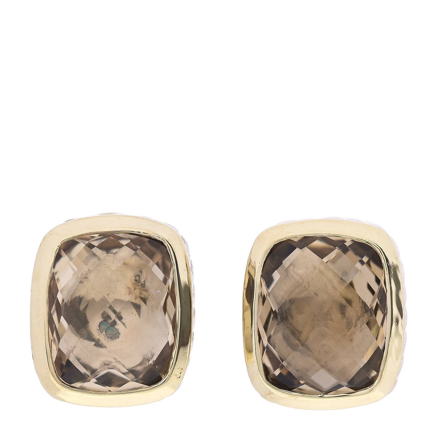 Sterling Silver 18K Yellow Gold Smoky Quartz 11mm Albion Earrings