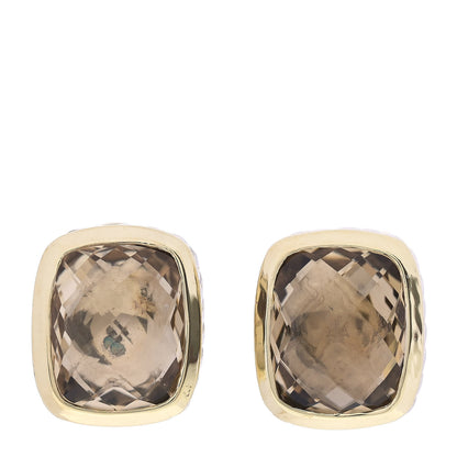 David Yurman Sterling Silver 18K Yellow Gold Smoky Quartz 11mm Albion Earrings 1 of 4