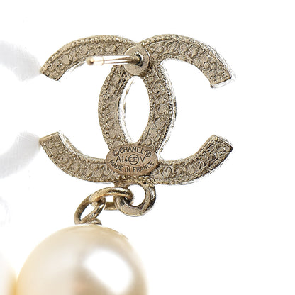 Chanel Crystal Pearl CC Drop Earrings Gold 4 of 6