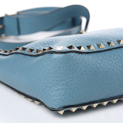 Valentino Garavani Pebbled Calfskin Mini Rockstud Flip-Lock Messenger Bag Atlantique 7 of 8