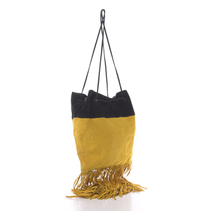 Prada Suede Scamosciato Fringe Shoulder Bag Mimosa Black 2 of 11