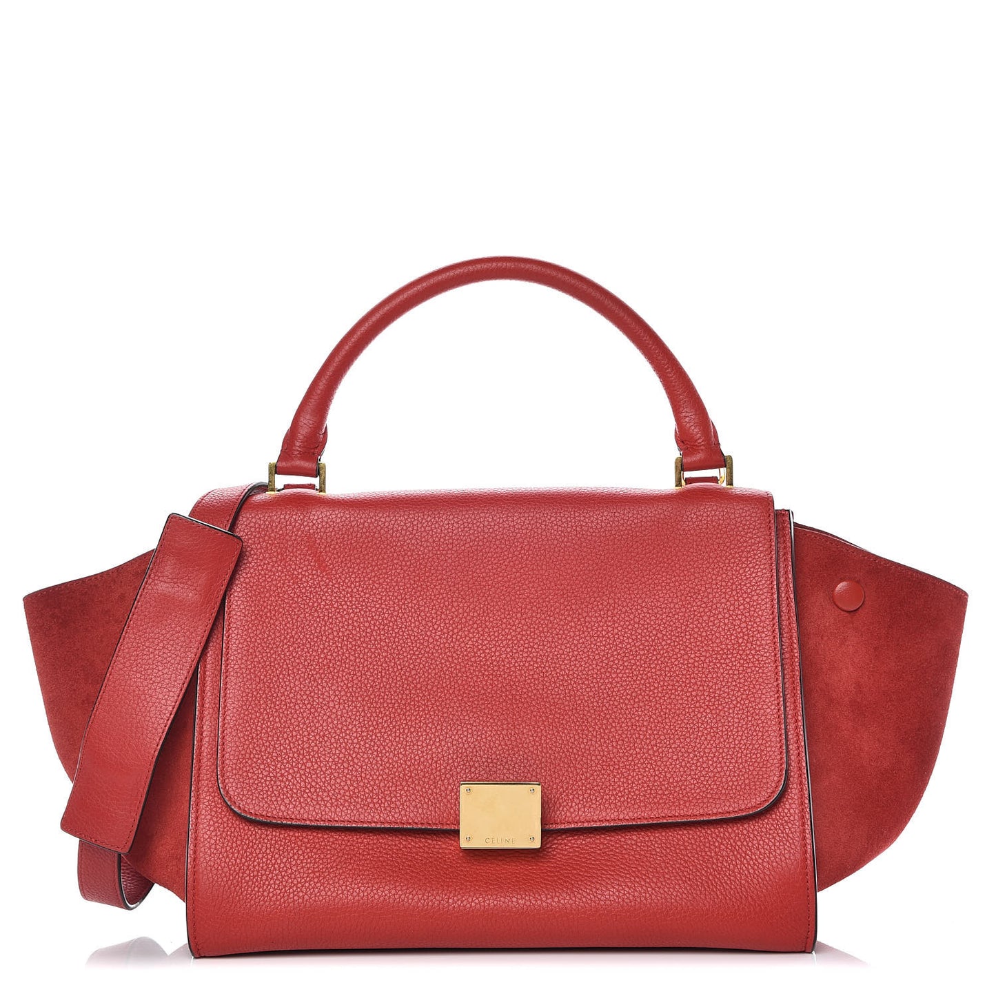 Drummed Calfskin Suede Small Trapeze Coquelicot