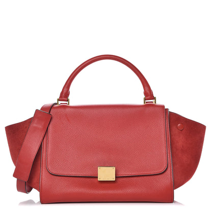 Celine Drummed Calfskin Suede Small Trapeze Coquelicot 1 of 16