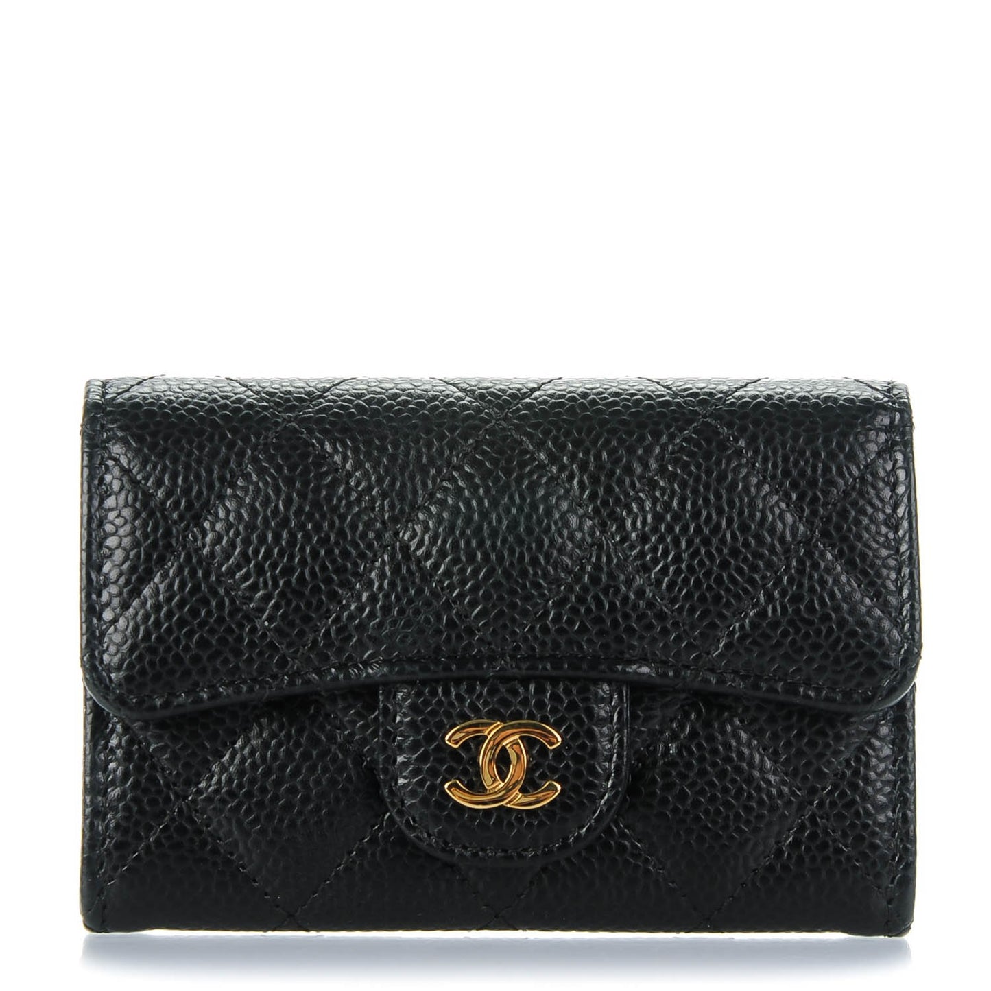 Caviar Quilted Coin Purse Wallet Black
