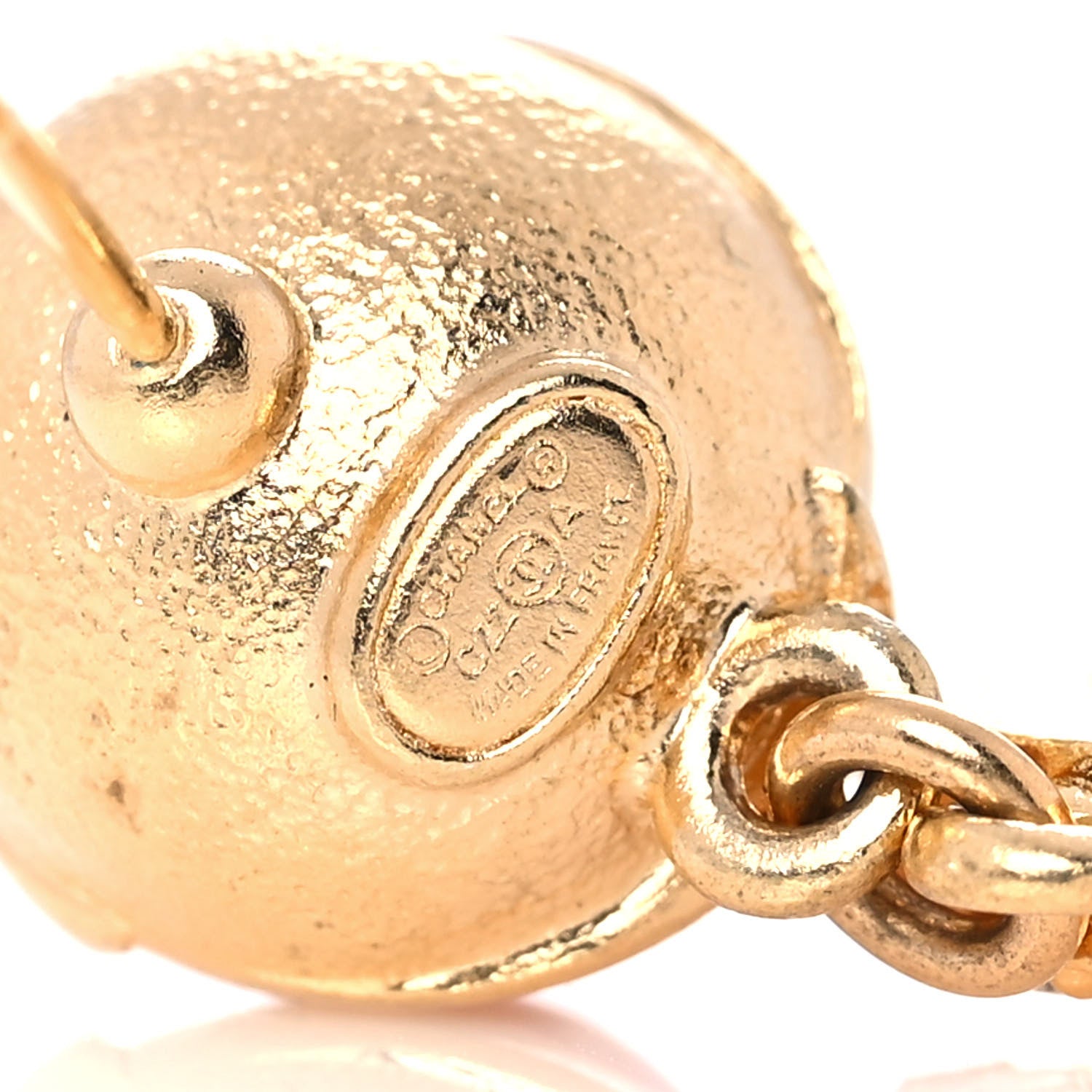 Chanel Crystal Pearl CC Drop Earrings Pink Gold 3 of 5
