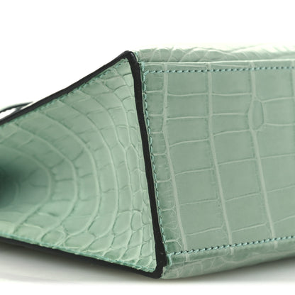 Hermes Matte Alligator Kelly Pochette Vert D'eau 9 of 12