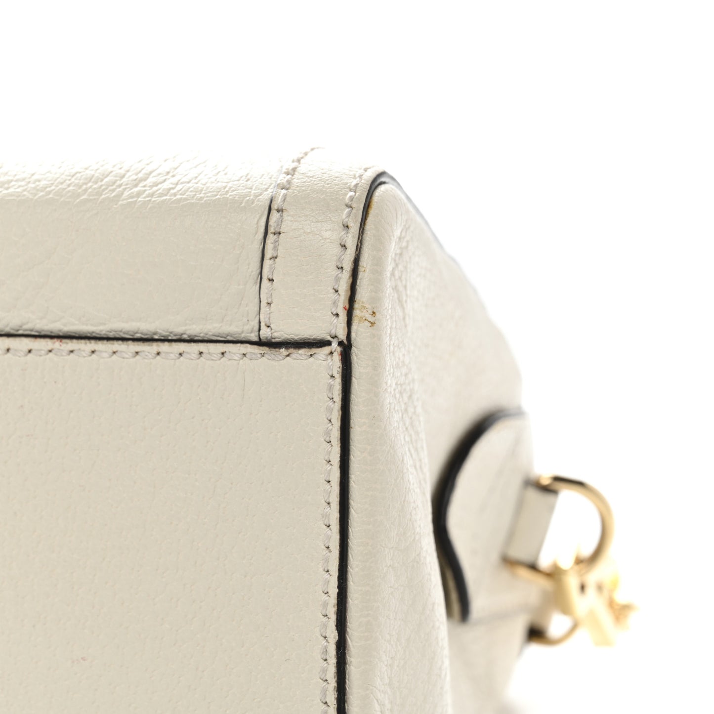 Textured Dollar Calfskin Web Medium Ophidia Boston White