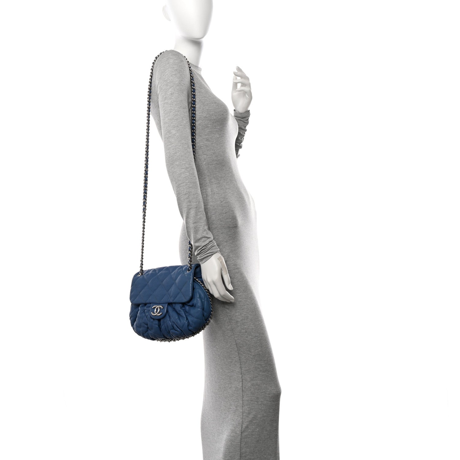 Chanel Washed Lambskin Quilted Medium Chain Around Messenger Blue 2 of 11