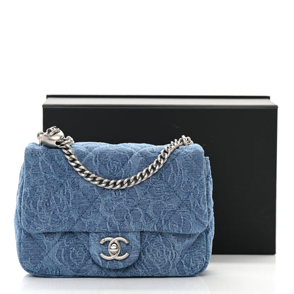 Chanel Denim Quilted Camellia Sweetheart Mini Flap Blue 11 of 11