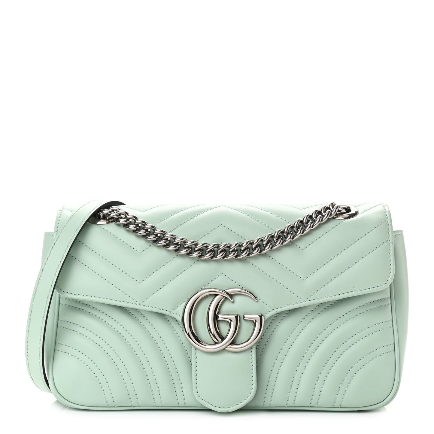Calfskin Matelasse Small GG Marmont Shoulder Bag Water Green
