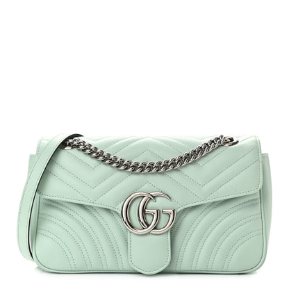 Gucci Calfskin Matelasse Small GG Marmont Shoulder Bag Water Green 1 of 11