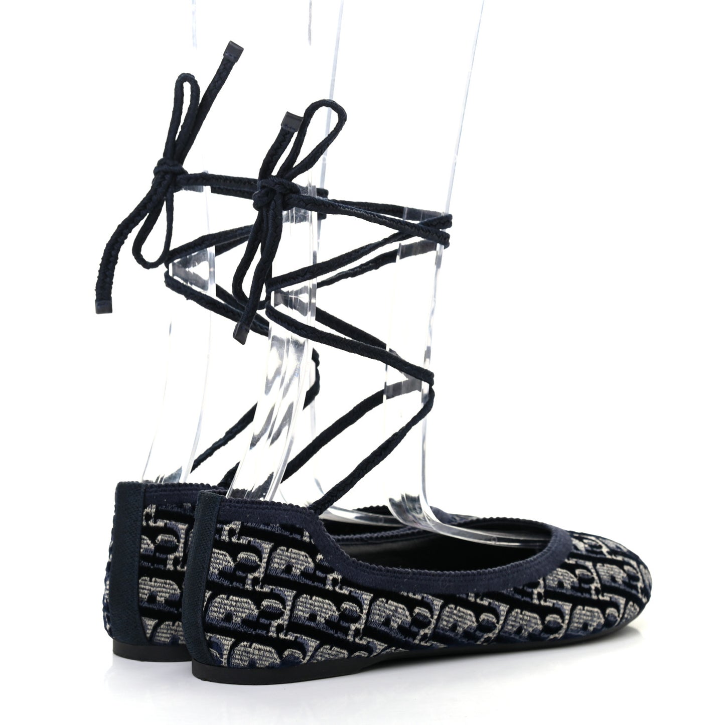 Velvet Oblique Poeme Laced Ballerina Flats 38 Blue