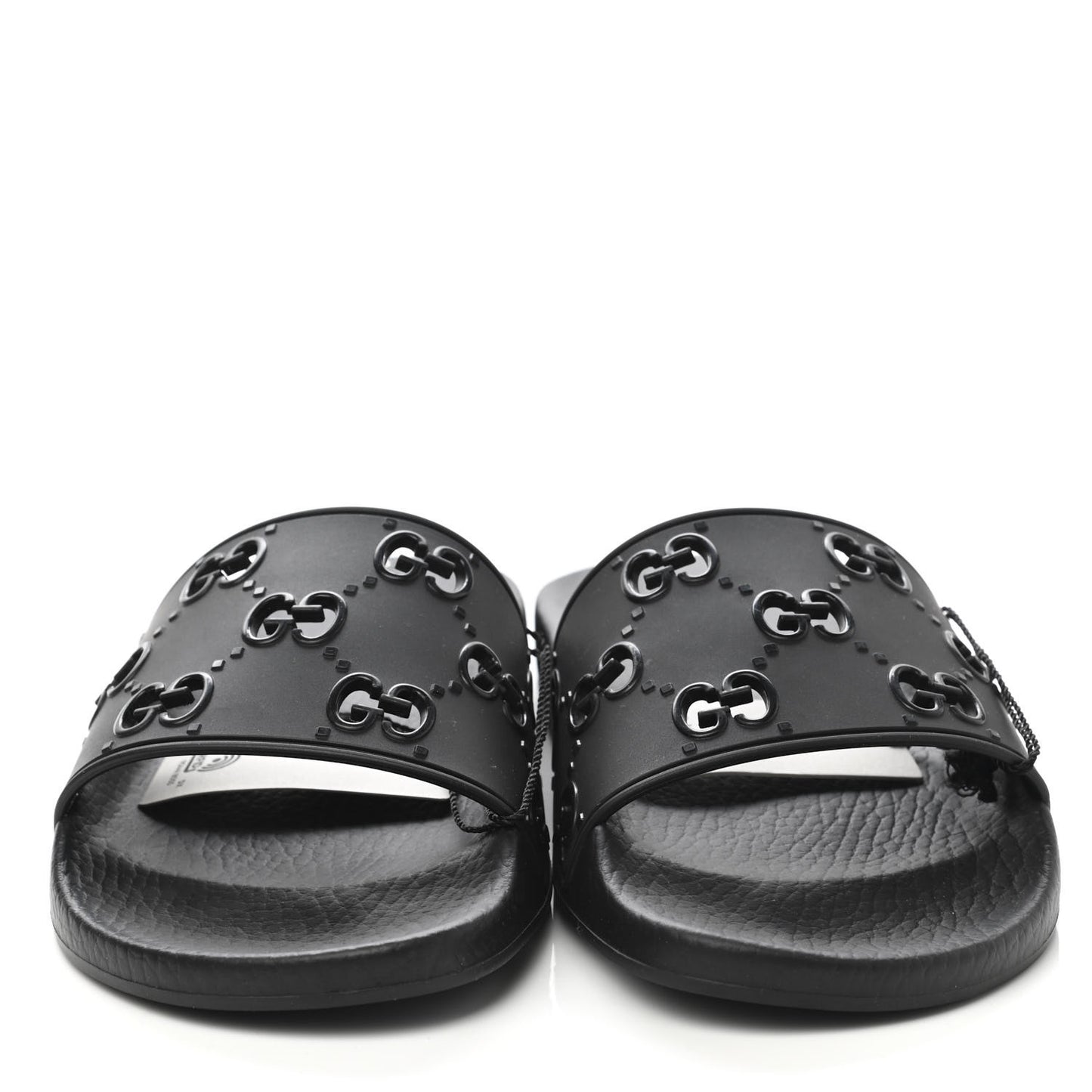 Rubber GG Monogram Perforated Womens Slide Sandals 40 Black