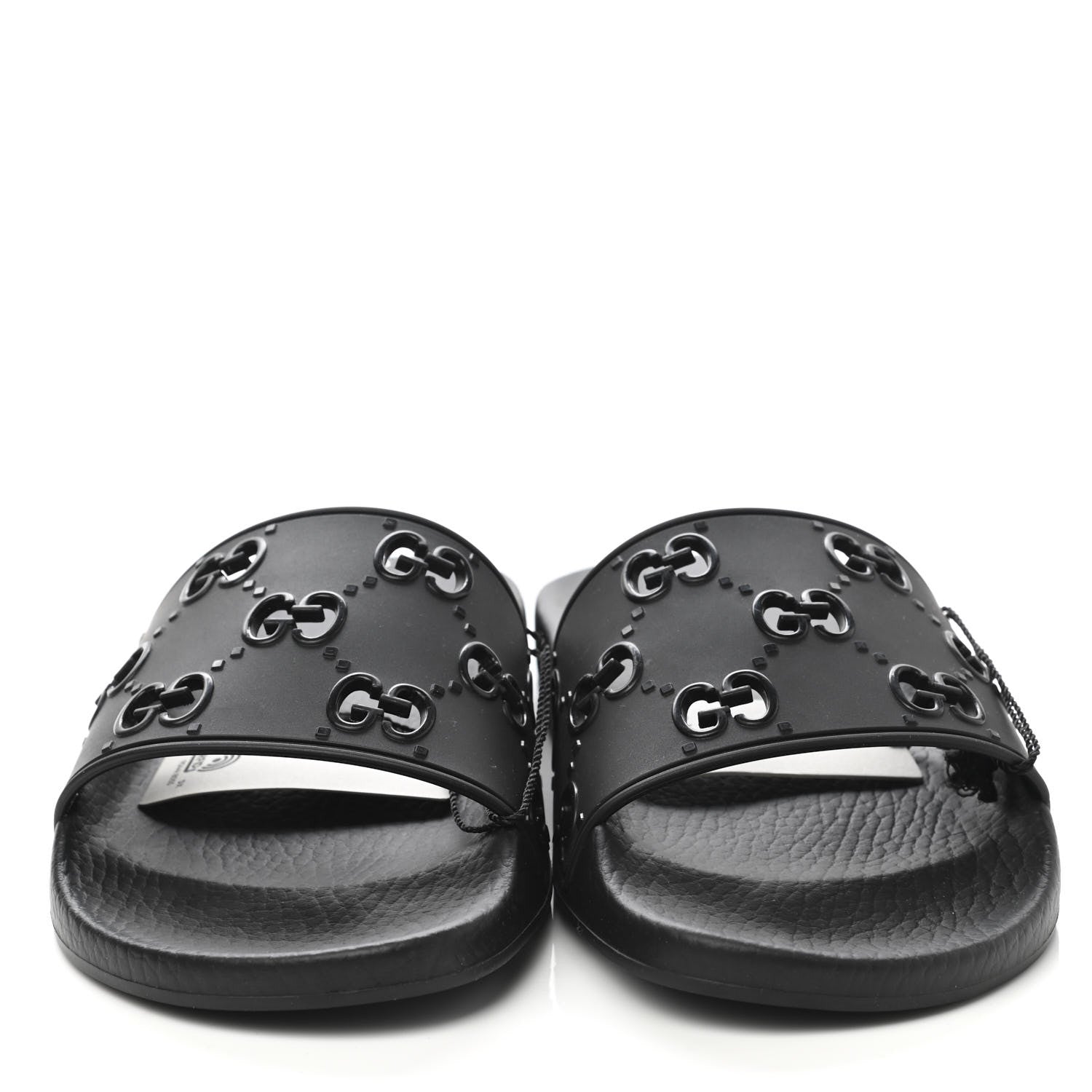 Gucci Rubber GG Monogram Perforated Womens Slide Sandals 40 Black 2 of 7