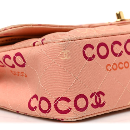 Chanel Canvas Coco Printed Quilted Medium Double Flap Pink 8 of 9