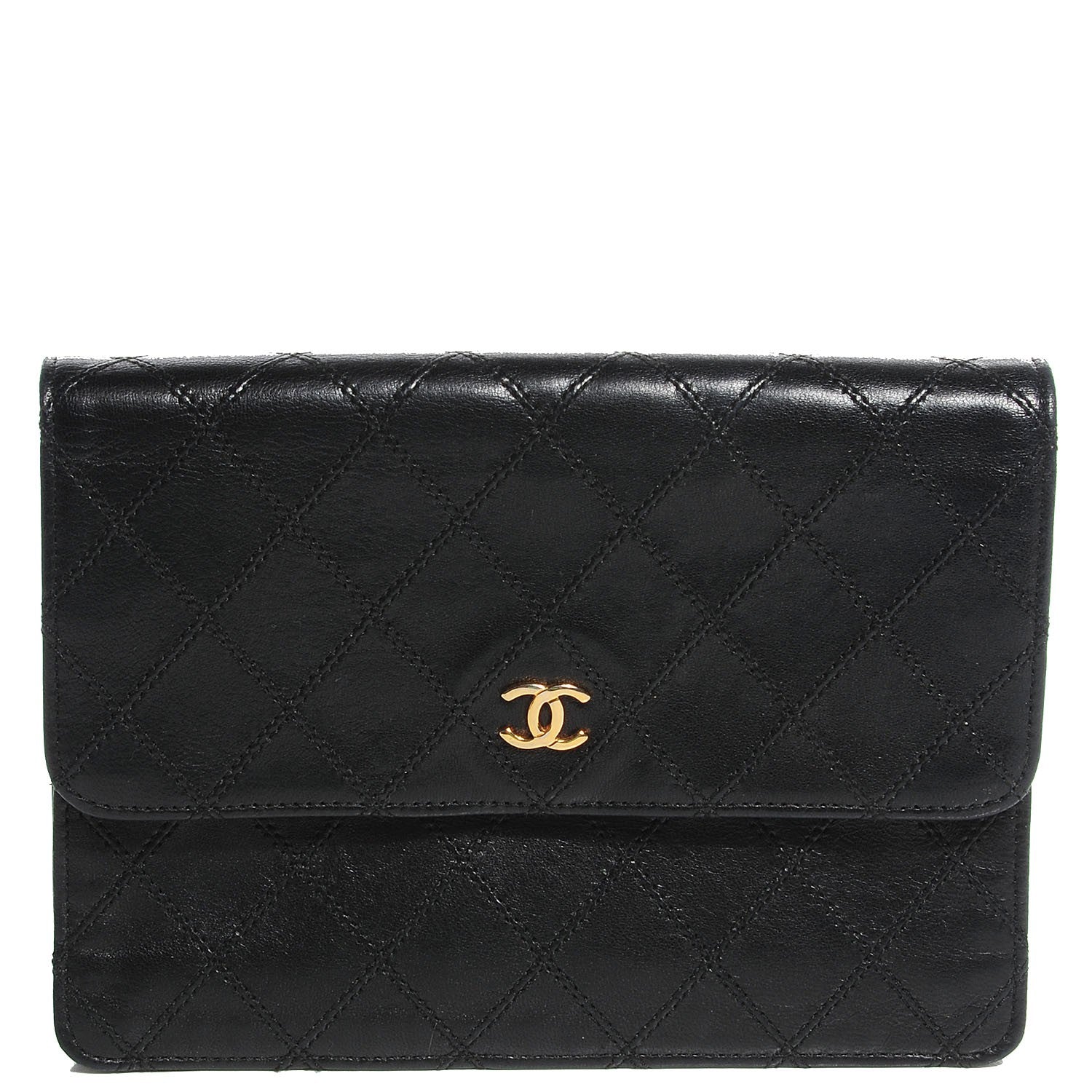 Chanel Lambskin Diamond Stitch Compact Wallet Black 1 of 8