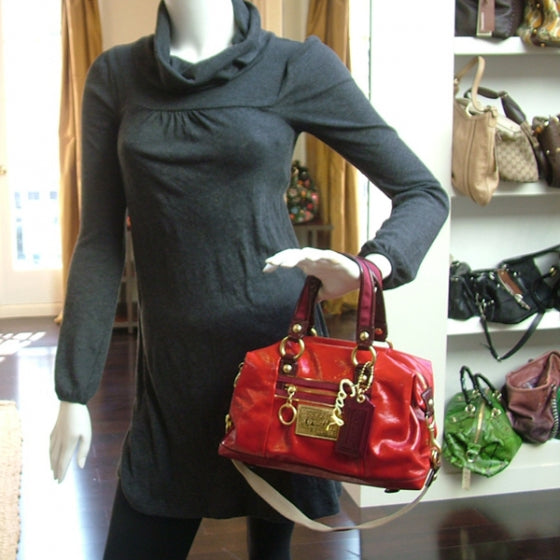 FASHIONPHILE COACHPatentPoppyLuxeySatchelRuby 2 of 11