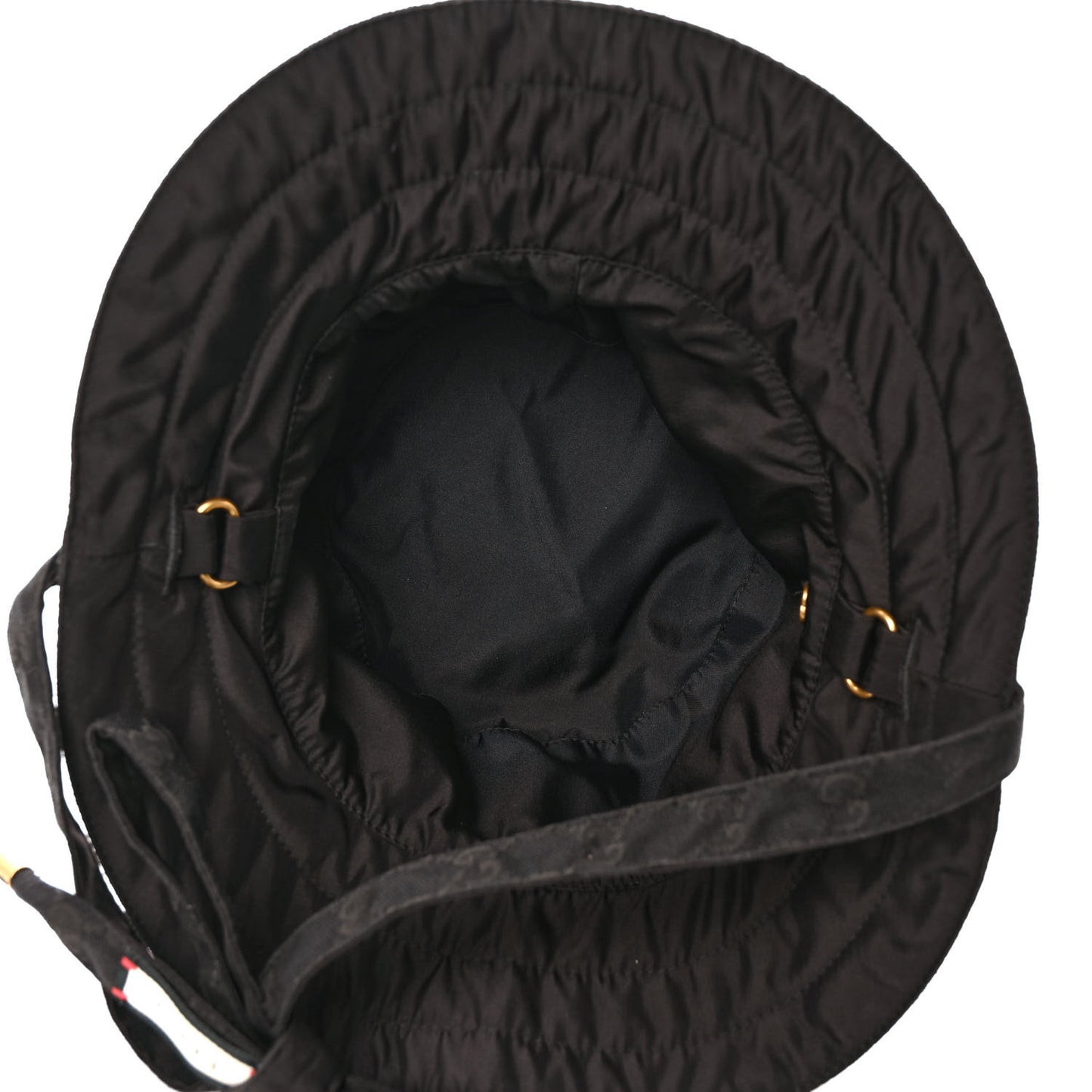 Canvas Nylon Monogram Reversible Self-Tie Bucket Hat Black