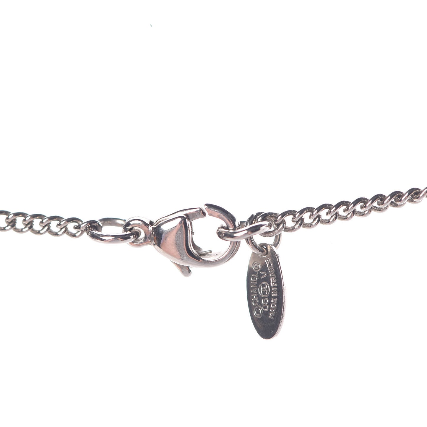 Crystal CC Pendant Necklace Silver