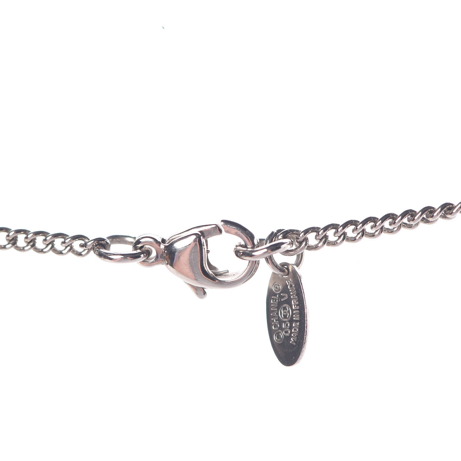 Chanel Crystal CC Pendant Necklace Silver 5 of 7