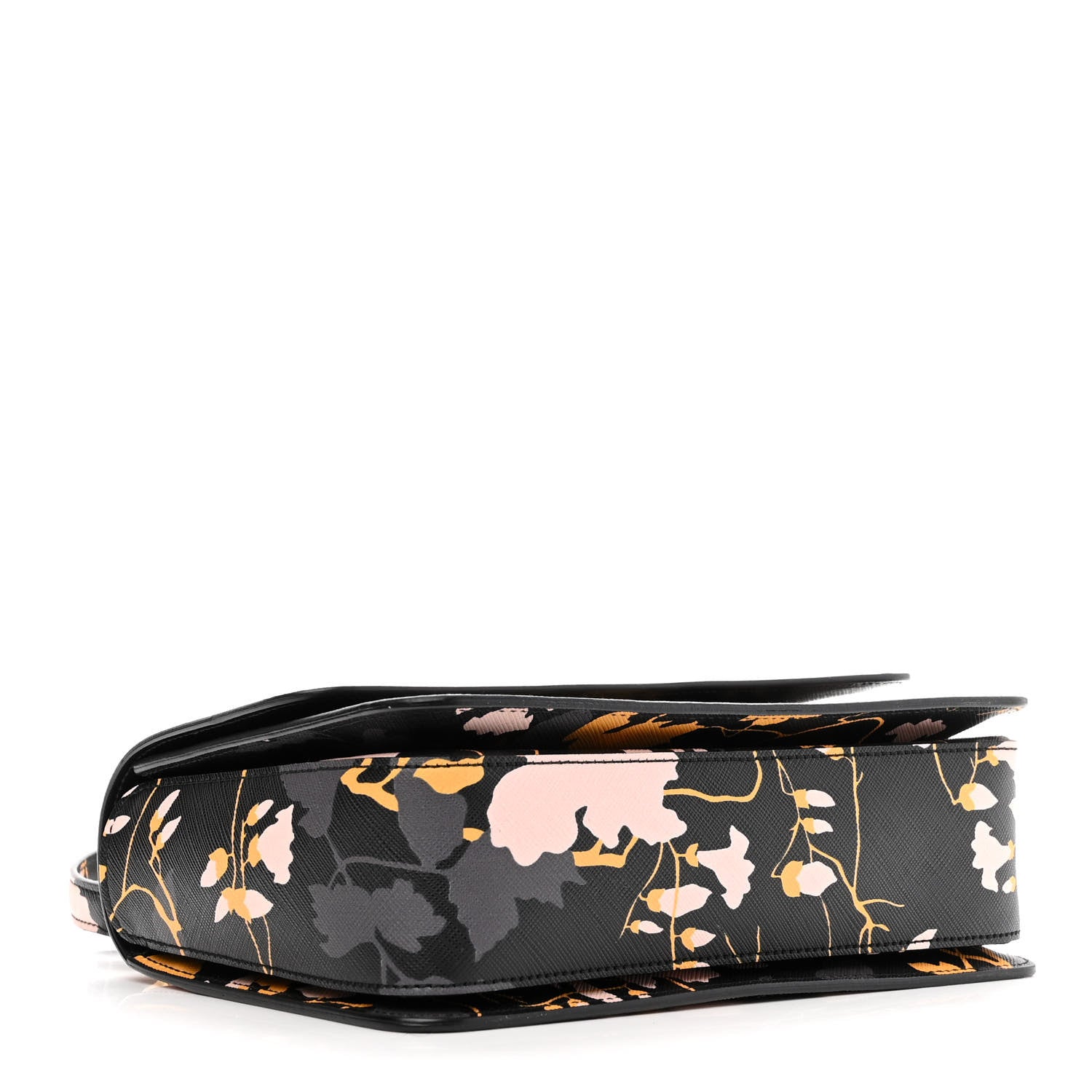 Salvatore Ferragamo Hammered Calfskin Floral Printed Seila Top Handle Crossbody Bag Black Multicolor 4 of 9