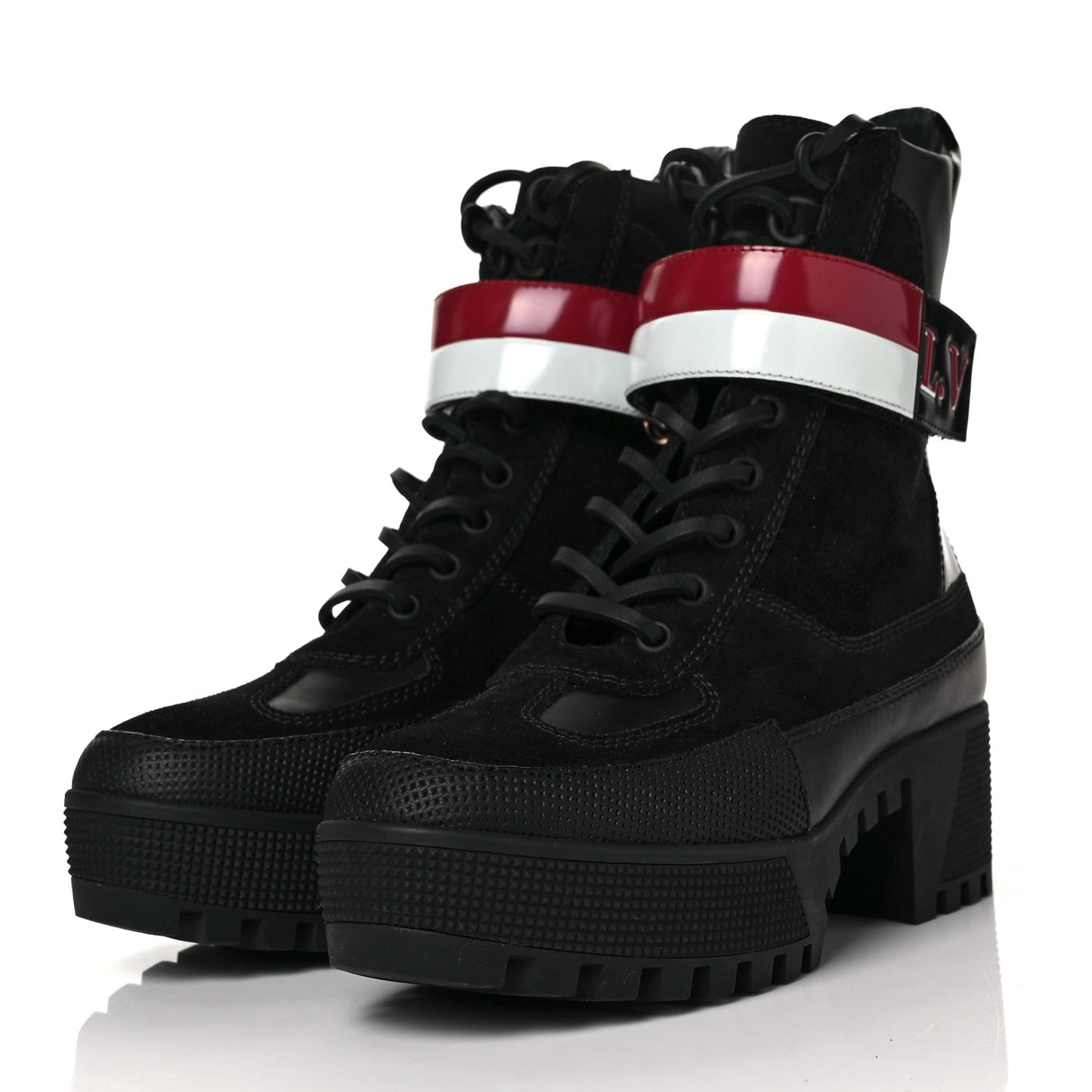 Suede Calfskin Laureate Platform Desert Boots 35.5 Black
