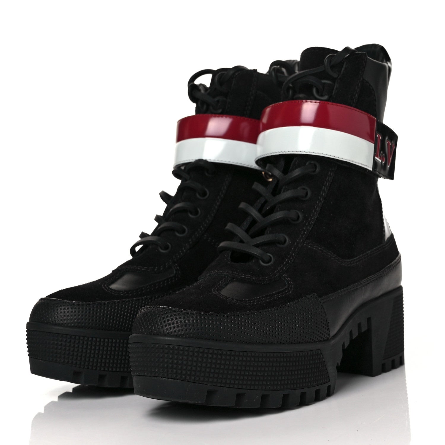 Louis Vuitton Suede Calfskin Laureate Platform Desert Boots 35.5 Black 3 of 6